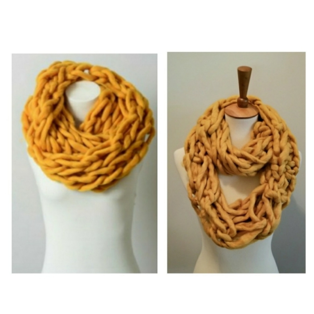 Mustard Large Knit Infinity Scarf